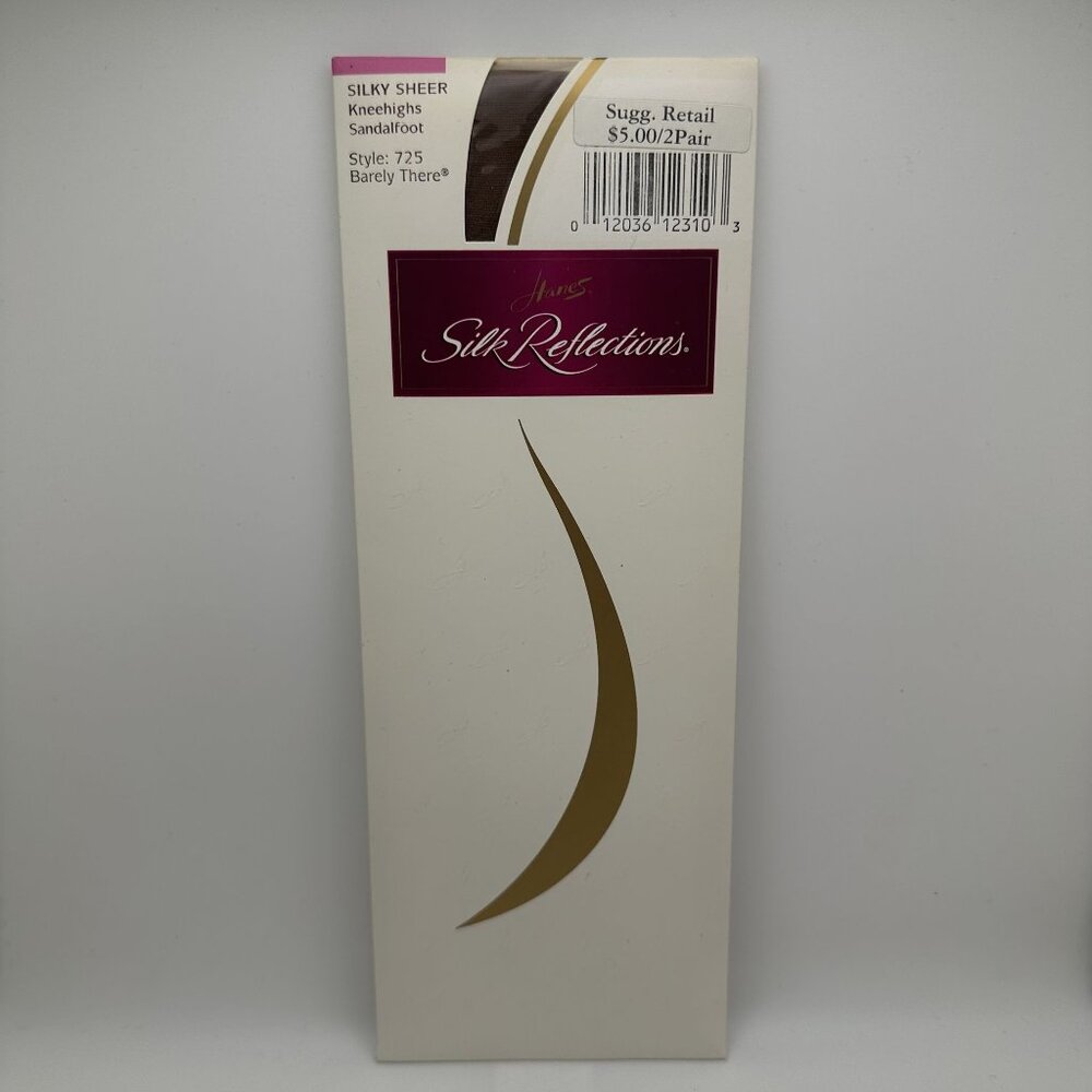 Hanes Silk Reflections Silky Sheer Knee Highs Sandalfoot 725 Barely There 2 Pair